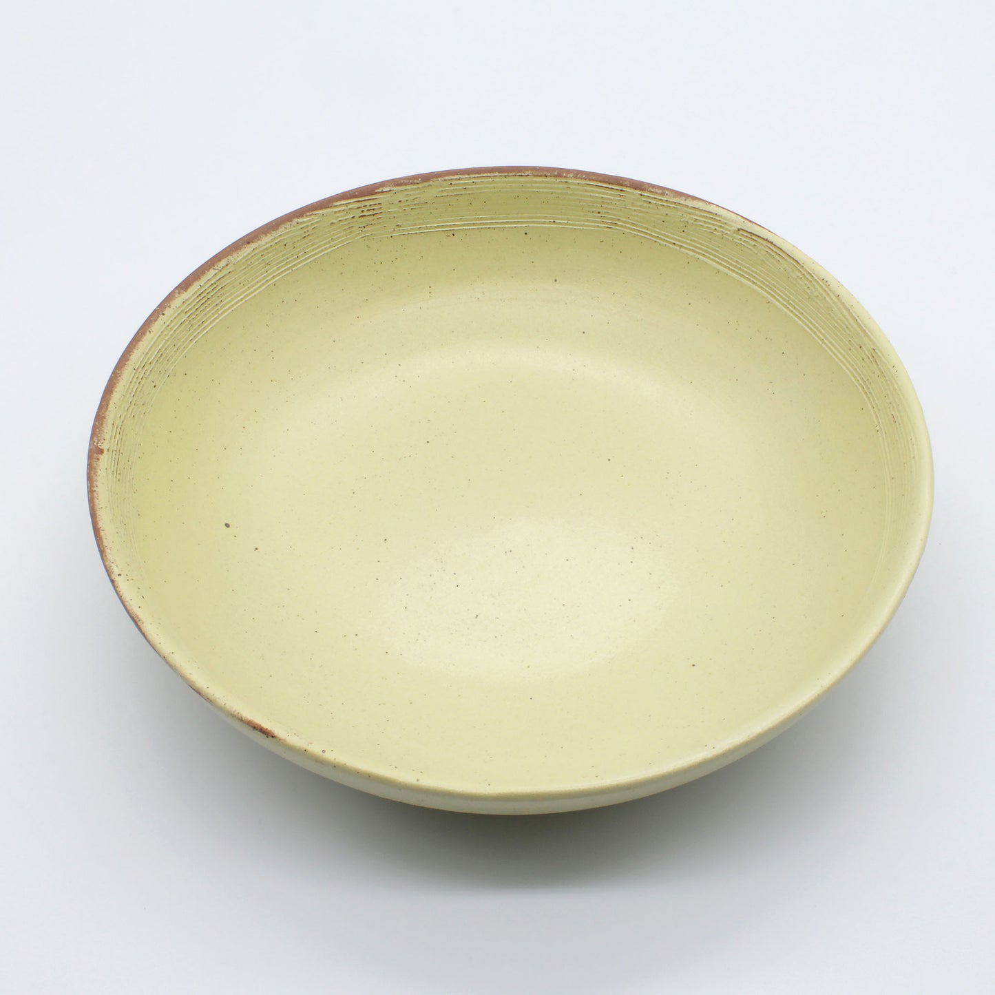 Beautiful handmade ceramic pasta bowl from Thailand, yellow and natural clay rustic 